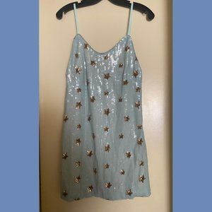 Disco Fever Blue and Stars Sequin Party Dress